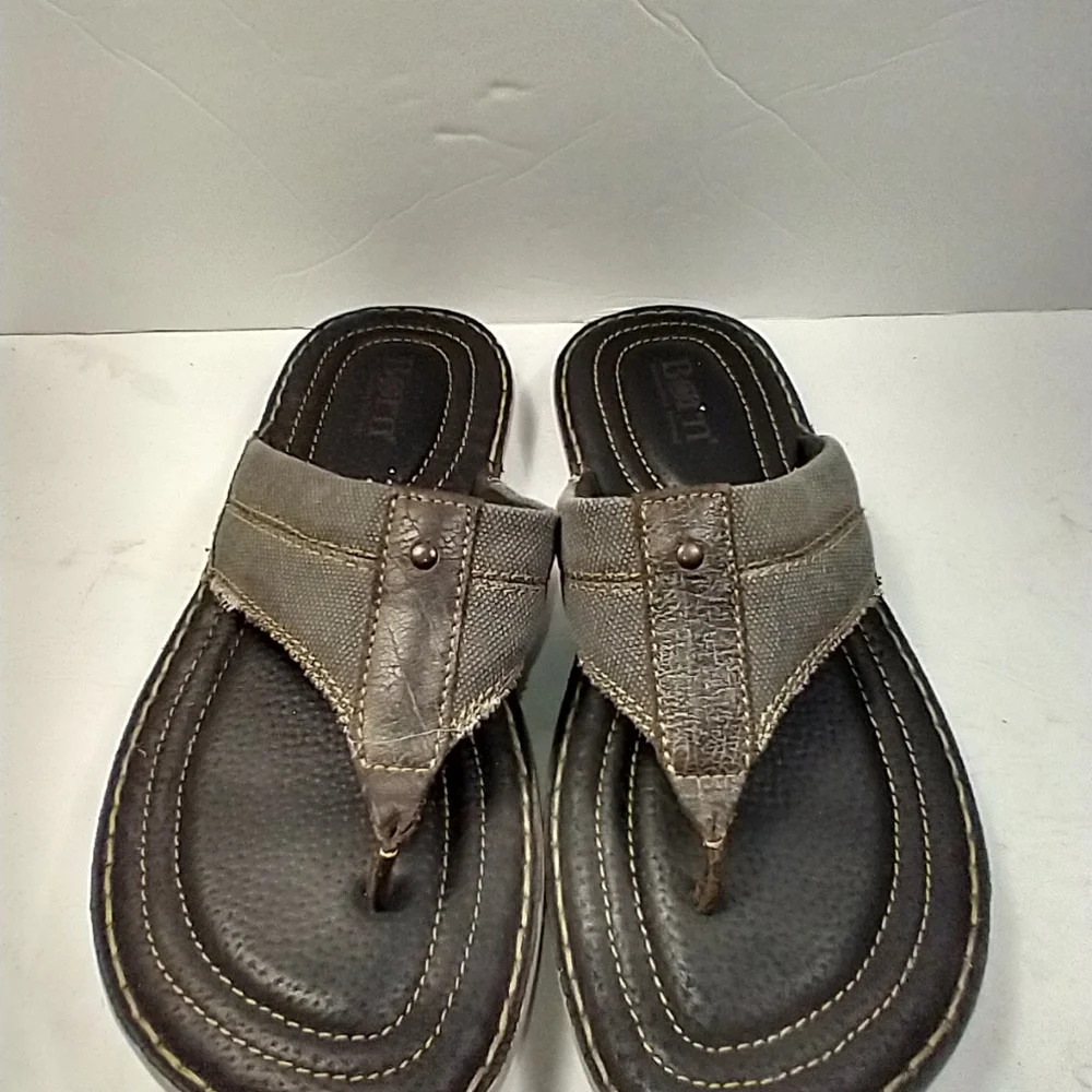 Born Cavill Leather Canvas Thong Flip Flop Sandals Men's sz 9.